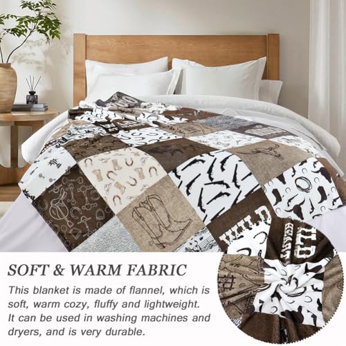 Western Cowboy Throw Blanket Wrangler Country Bed Blanket for Dad Wild West Blankets Soft Cozy Fluffy Flannel Throw Blanket for Couch 50”x60” - Image 4