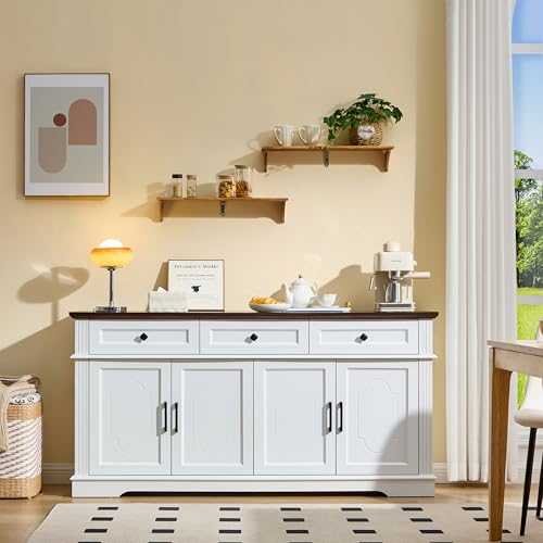 LIDYUK 63 White Buffet Sideboard with Storage