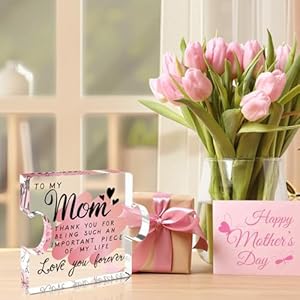 Gifts for Mom Mothers Day Gifts from Daughter Son Best Mom Ever Gift Mom Birthday Present Puzzle Shaped Acrylic Plaque Desk Decorations PresentMom pink