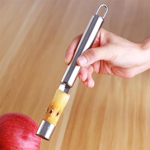 Stainless Steel Apple Corer - Professional Fruit Core Remover Tool for Apples, Pears, Pineapples with Comfort Grip Handle, 7.95 Inch Length & 0.83 Inch Diameter (Silver) BLC123-01