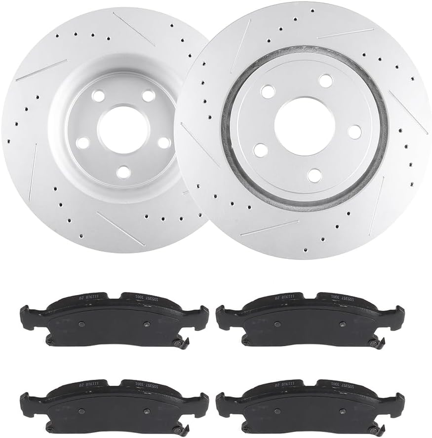 ECCPP 53064 D1455 Front 2pcs Brake Rotors + 4pcs Pads Fit For Dodge For Durango 2011-2020,For Jeep For Grand Cherokee 2011-2012