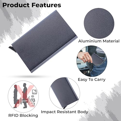 Image of Kraptick Metal Card Holder for Men and Women - RFID Blocking Aluminium Pop Up Card Organizer, Credit Cardholder, Card Case, Card Pouch (DMFP316)