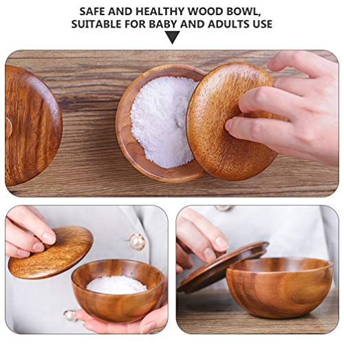 Hemoton Japanese Style Solid Wood Bowl With Lids Children Kids Baby Serving Tableware For Salad Rice Miso Soup Fruits Kitchen Prep Bowl Candy Dishes Nut Bowls Condiment Containers #TOP4
