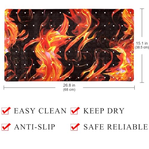 Tapis de bain sans danger Red Burning Flames absorbant et de qualité supérieure - 5
