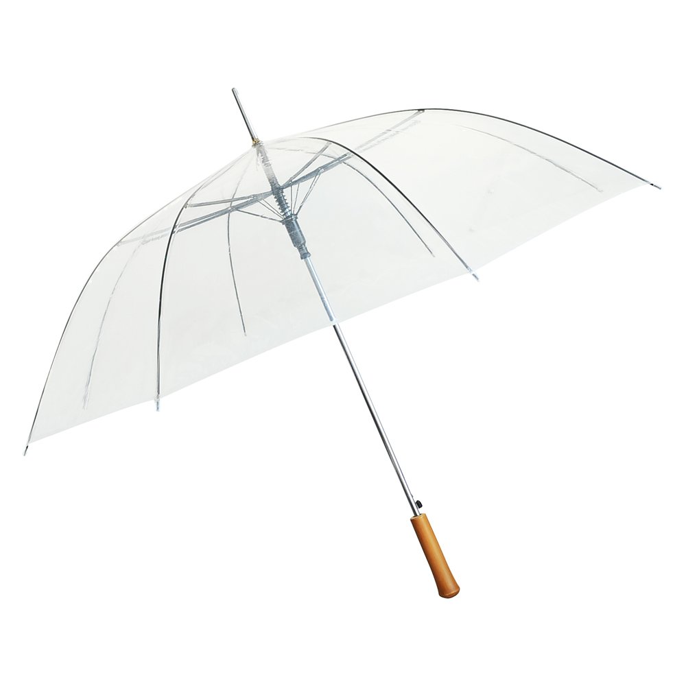 Rain Umbrella | Strong Metal Shaft and Ribs Lightweight Clear Umbrella | Auto Open Wind Resistant Transparent Umbrella with Resin Handle - Perfect for 1 Person 