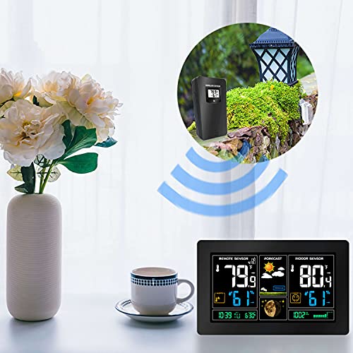 Foto von Funk Wetterstation | Farbdisplay | Alarm | Wettervohersage | Anzeige der Innen- und Außentemperatur| Hygrometer | Thermometer | Wetterstation | Wecker | Wetter Station | Weather Station