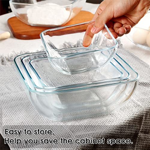 Nutriups Glass Bowl Glass Mixing Bowls Set Glass Salad Bowls Glass Cereal Bowls Glass Serving Bowls Microwave Safe Clear Glass Bowls For Mixing, Storing, Preparing Square Bowl (5 Inch) #TOP6