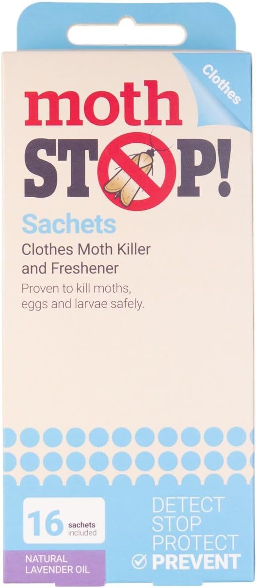 16 Lakeland Moth Stop Repellent Sachets โ Lasts 3 Months Against Moths & Larvae Lavender Scented