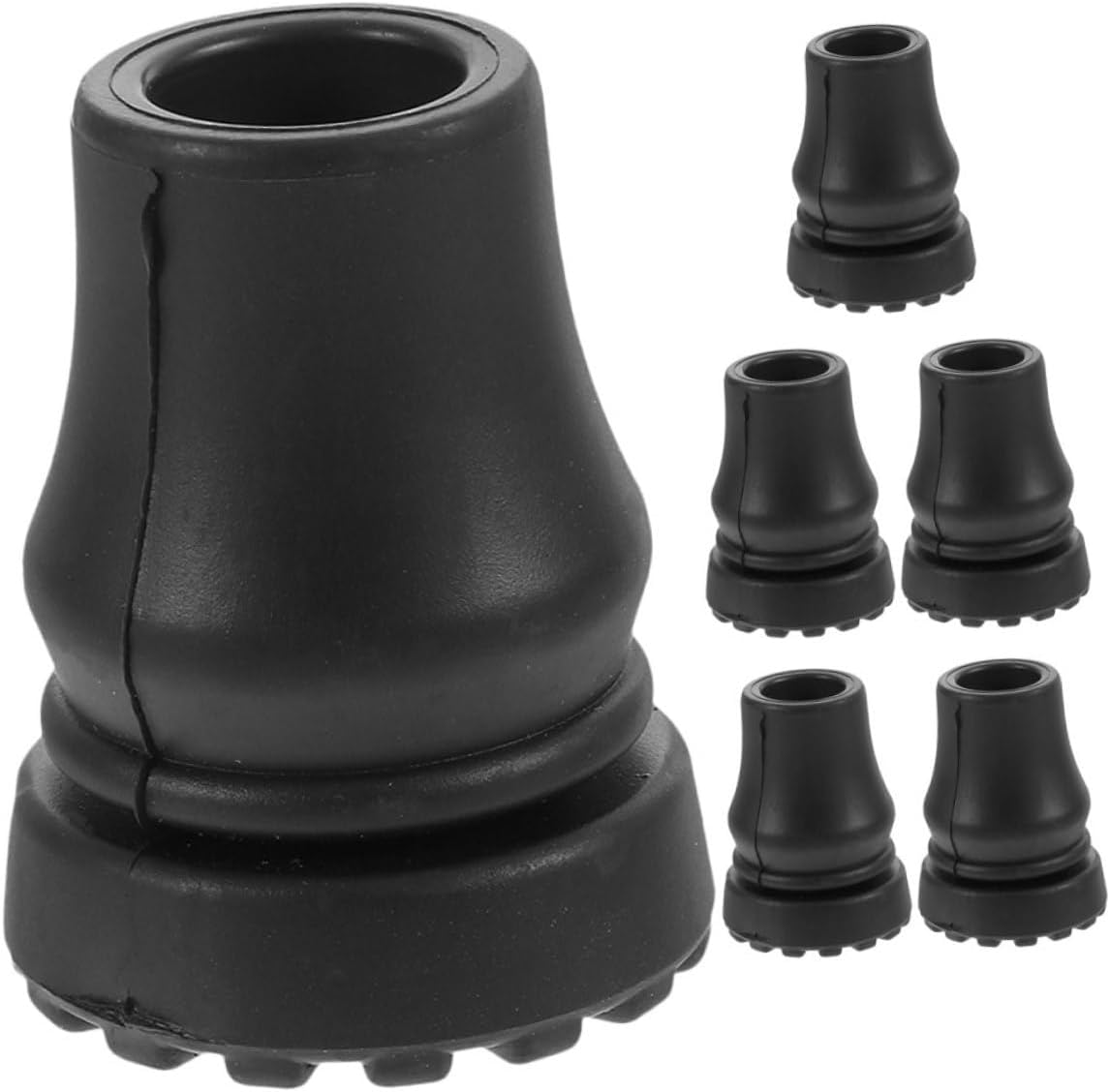 6pcs Non Skid Rubber Cane Tips for Walking Sticks and Trekking Poles Durable Shock Foot Covers for Seniors Easy to Install Cane Accessories Stability and Grip for Hiking