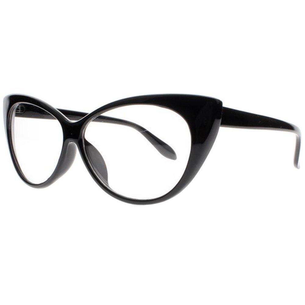 Women Magnification Stylish Vintage Cat Eye Tortoise Reading Glasses Readers (Black, 2.50)