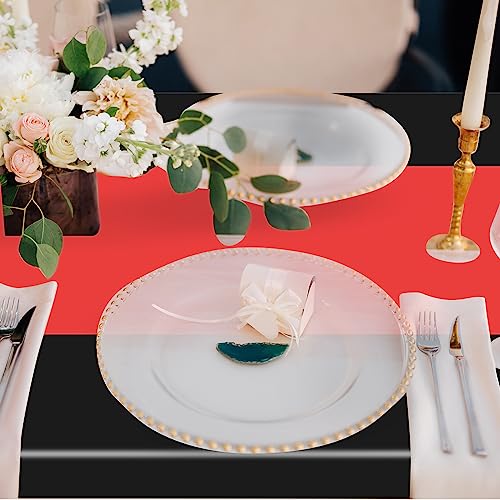 Image of Oudain 3 Pcs Plastic Table Cloths Disposable 54 inch x 108 inch,Black, Red