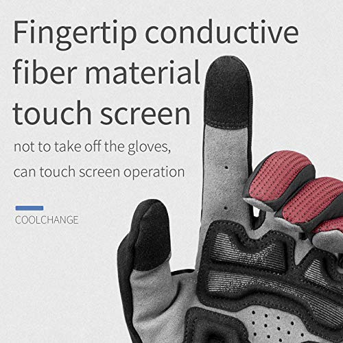 CoolChange Mens Cycling Gloves Breathable Mountain Bike Gloves Full Finger Bicycle Gloves Reflective Biking Gloves 5MM Thick Padding for Men Women