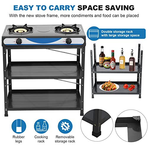 Propane Gas Stove 2 Burner Gas Stove with Removable Leg Stand Portable