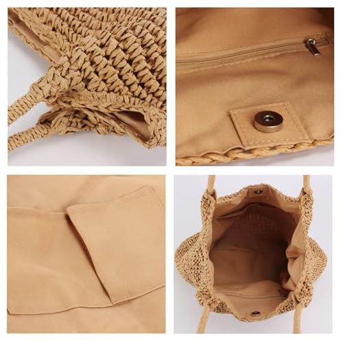 Bolso de paja grande capacidad 15.8x14.2 pulgadas miniatura 4
