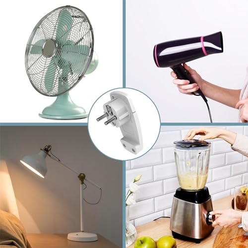 2 Stück Weiß Schutzkontakt Winkelstecker 250 V (16A), Europäischer Stecker mit Klappgriff, Schutzkontakt Stecker für Kabel bis 3x1,5 mm², Flachstecker IP20 für den Heimgebrauch