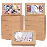 JCXGRVC 20PCS 8x5x2 Inch Bakery Boxes Cookie Boxes with Window Treat Boxes Bakery Packaging for Dessert Donut,Muffins,Chocolate,Cupcake,and Candy Gift Giving Christmas Valentine's Mother's Day