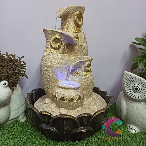 Image of Decorative Water Fountain for Home Decor, Office, Indoor & Outdoor, Garden, Puja Room, Vaastu, Reception, Spa, Gifting. (Yellow Matki)