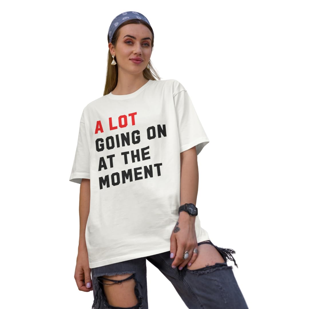 Broke MemersOversized Cotton Graphic Print Taylor Swift A Lot is Going at The Moment Drop Shoulder T-Shirt for Women and Men