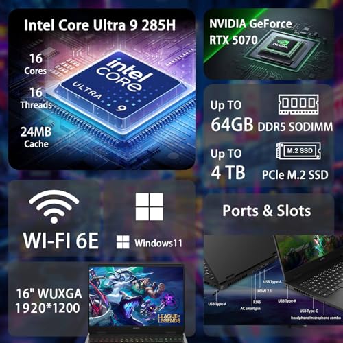 HP OMEN 16" Gaming Laptop Computer, Intel Ultra 9 285H 16-Core, NVIDIA GeForce RTX 5070 8GB, 16GB DDR5, 1TB PCIe SSD, 144Hz IPS WUXGA Display, WiFi 6E, RGB Backlit Keyboard, Windows 11, USB-C Hub - Image 3