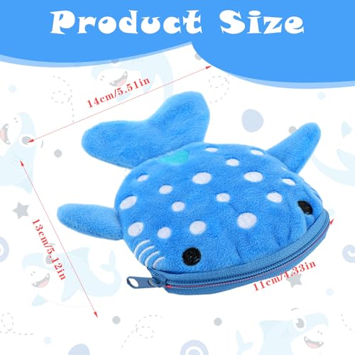 2Pcs Whale Shark Coin Purse, Mabor Cute Kawaii Wallet Whale Shark Dolphin Plush Coin Pouch with Zipper Mini Cartoon Pouch Portable Sea Animal Change Purse for Girls Women4