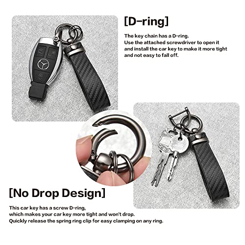 Carbon Fiber Style Car Keychain, Microfiber Leather Key Fob Keychains For Men Women With 360-Degree Rotatable Swivel, Universal Keyring Replacement,Key Chain For Key Fobs #TOP3