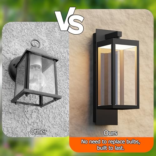 Image of Outdoor Wall Light Fixtures, Outdoor Light Fixtures Wall Mount, Wall Sconce Lighting with Led Bulbs, Anti-Rust Modern Matte Black Outside Lights for Patio Front Door Entryway Garage