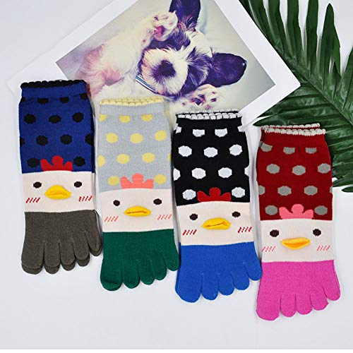 Image of CaiDieNu Women's Animal Toe Socks - Cotton Five Finger Colorful Funny Casual Crew Socks for Ladies