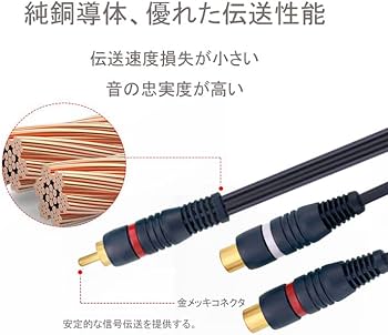Amazon | EIGHTNOO RCA分配ケーブル 2本 21.5cm 分岐 RCAオスto 2RCA