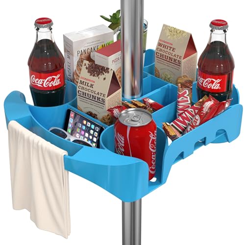 Epltion Swimming Pool Umbrella Table Tray: 16 Beach Table Tray for Patio Garden Swimming Pool Outdoor - 4 Large Cup Holder for Drinks Phone Snack Towel Sunglasses Fruit