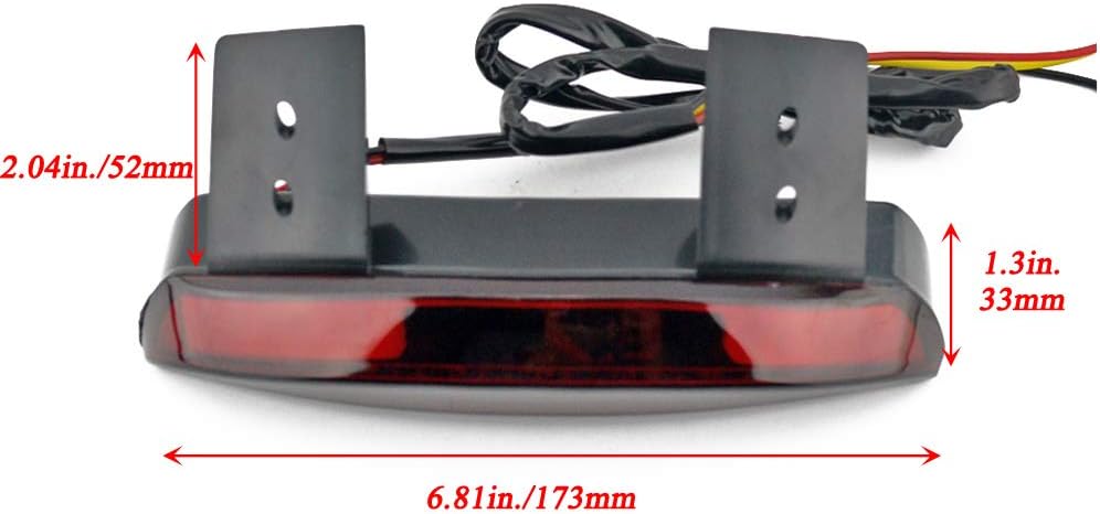 Motorcycle Chopped Rear Fender Edge LED Brake License Plate Tail Light Stop Running Light Turn Signal Lamp for Harley Sportster XL883N 1200N XL1200V XL1200X (Red Lens)
