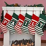 Christmas Stocking Knit Initial Christmas Stockings for Family Farmhouse Monogram Letter Christmas Stockings Christmas Decorations Gift Stocking Personalized Stocking Embroidered Letter M