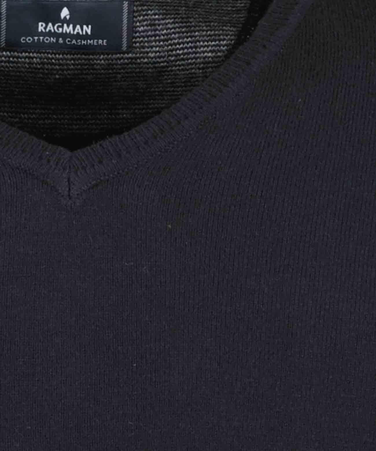 RAGMAN Herren Strickpullover mit V-Ausschnitt, Baumwolle/Kaschmir