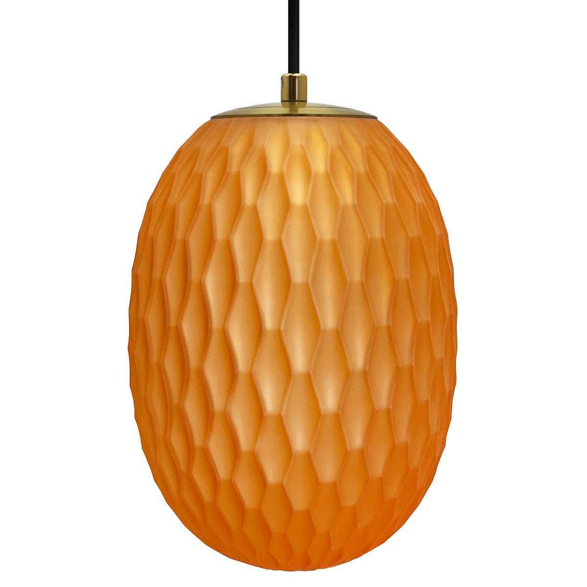 Brass Pendant Light Orange Textured Glass Shade Modern Contemporary Ceiling Lamp K448