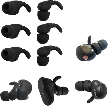 Silicone Earhooks for Sony WF-1000XM5/XM4/XM3, Replacement Ear Tips | 3 Pairs 2 in 1 Ear Tip & Ear Hooks Combo, Soft Secure Fit Earbud Accessories