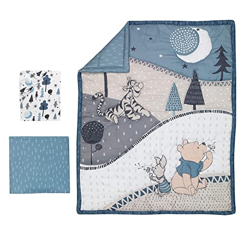 Image of Lambs & Ivy Forever Pooh 3Piece Baby Crib Bedding Set, Blue