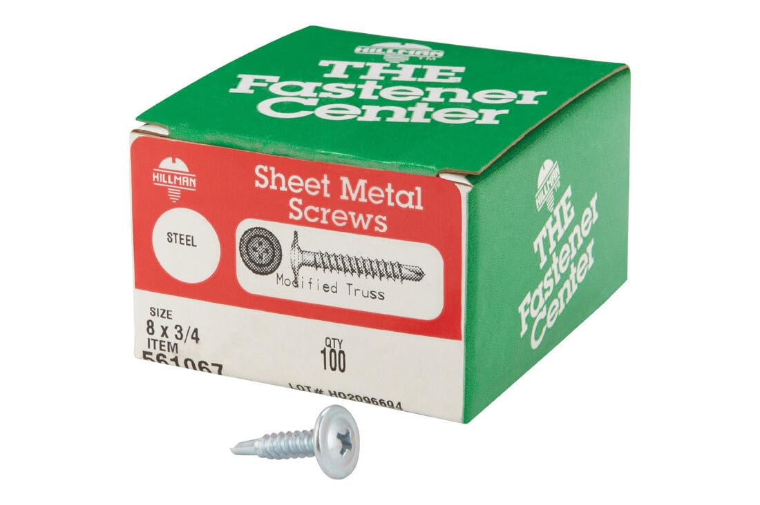 Hillman Self Drilling Sheet Metal Screws No. 8 X 3/4" Standard Grade Phillips 100 / Box