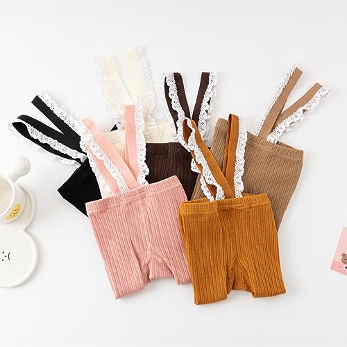 0-2T Baby Girls Knit Leggings with Suspenders Toddler High Waist Tights Infants Newborn Boys Long Pants3