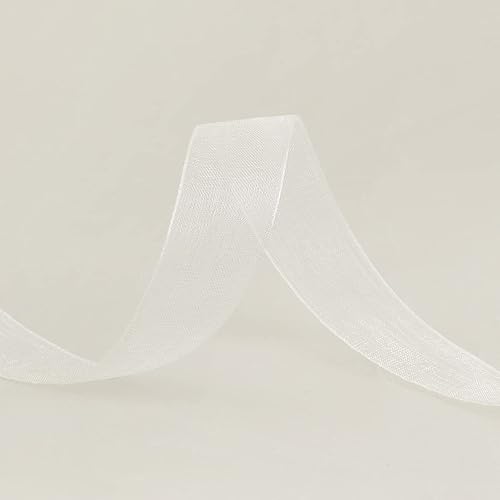Miniatura 3 de Cinta de organza blanca brillante transparente de 45 pulgadas, 50 yardas, cinta blanca para bodas, manualidades, ramo de flores, lazos