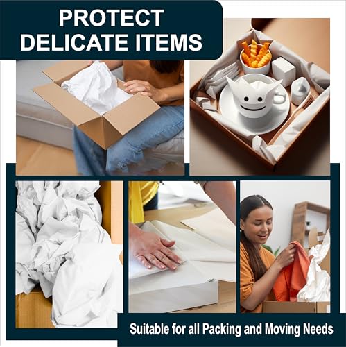 13"x12" 100 Sheets White Packing Paper Sheets for Moving Supplies, Protecting Fragile China and Glasses,Small Wrapping Paper for Shipping and Moving Box Filler - Image 5
