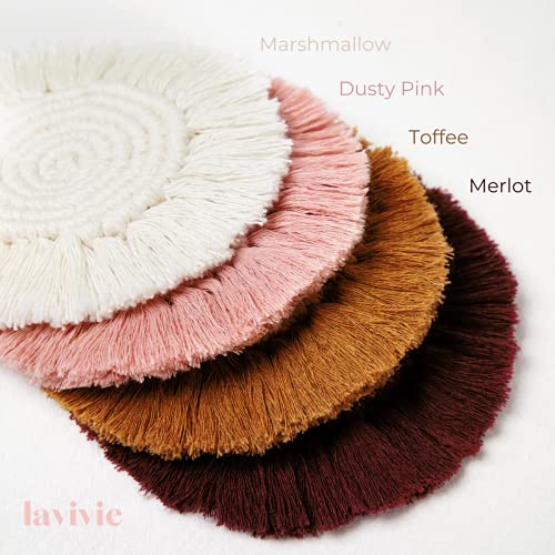 Lavivie Macrame Coasters Woven Boho Handmade Absorbent Placemats, For Desk Table Kitchen Dining Room Drink Picnic Housewarming Home Decor Rattan Wicker Bamboo1 (Marshmallow (Set Of 2)) #TOP3