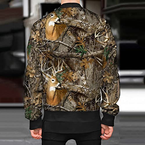 Mens Ski Jacket Mens Autumn And Winter Leisure Sports Hunting Camouflage Woven Street Collar Zipper Jacket Coat Mens #TOP2