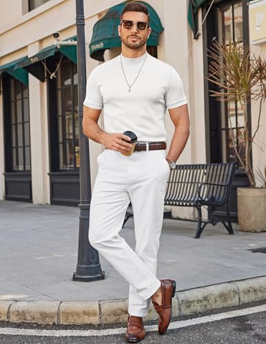 COOFANDY Mens Short Sleeve Turtleneck Sweater Slim Fit Business Sweater | Silky-Soft Fabric,Short Sleeve Mock Neck,Slim Fit Basic Top,Blazer-Ready Layering,Business Casual Style,Fashion,Stylish - image 2