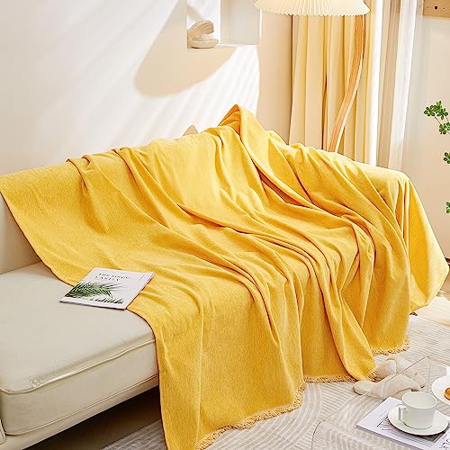 Meetsky Pet Couch Cover For Reclining Couch 3 Seat Sofa Slipcovers Thick Chenille Couch Cushion Covers For Loveseat Sectional Simply Put Couch Covers For Pets, Kids, 71" X 134", Yellow #TOP2