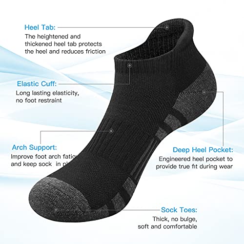 Ankle Running Socks Cushioned Low Cut Tab Athletic Socks For Men And Women Moisture Wicking Arch Support Sports Socks 6 Pair #TOP1