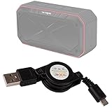 DURAGADGET Cable MicroUSB para Altavoz Portátil Elegiant S18 / Archeer A320 Bambu/VULKKANO Blast -Retráctil