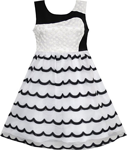 Sunny Fashion Girls Dress Bow Tie Green Pink Color Contrast Size 4-12