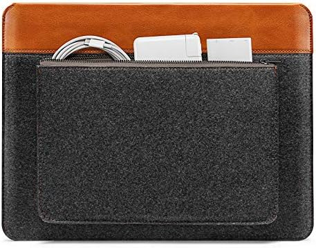 tomtoc Felt & PU Leather Laptop Sleeve Designed for 16-inch MacBook Pro M1 Pro/Max A2485 A2141 2022-2019, Slim Accessory MacBook Case Bag, Lightweight & Durable