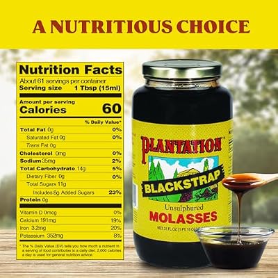 Plantation Blackstrap Molasses, 31 oz (Pack of 12) Unsulphured Blackstrap Molasses, Rich Natural Sweetener for Baking, BBQ, Baked Beans, Gingerbread & Beverages