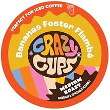 Crazy Cups Flavored Coffee for Keurig K-Cup Machines, Bananas Foster Flambe, Hot or Iced Drinks, 22 Single Serve, Recyclable Pods