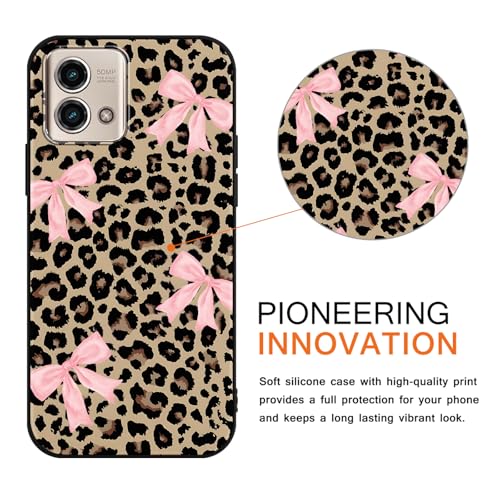 2 Pack Stylish Pink Bow Leopard Phone Case for Motorola Moto G Stylus 5G (2023) 6.6",Leopard Print Aesthetic Cases Design Pattern Cases for Girls Women Boys,Soft Silicone TPU Protective Cover Funda by Aoldimu - Used condition - Image 2